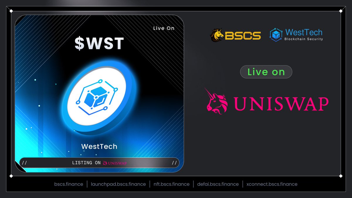 🔥 $WST Live Now On Uniswap!

💲 Presale Round 1 Price: $0.03
ℹ️ Trading Pair: WST/USDT
👉 Trade on <a href="/Uniswap/">Uniswap Labs 🦄</a>: app.uniswap.org/explore/tokens…

⏰ Token Claim on <a href="/BSCS_Global/">BSCS Official</a>: 7:30 AM Sep 8 (UTC)
💰 Vesting: 10% at TGE, 10% monthly next 9 months
🔒 Refund Period: 24 Hours
➡ Claim At:
