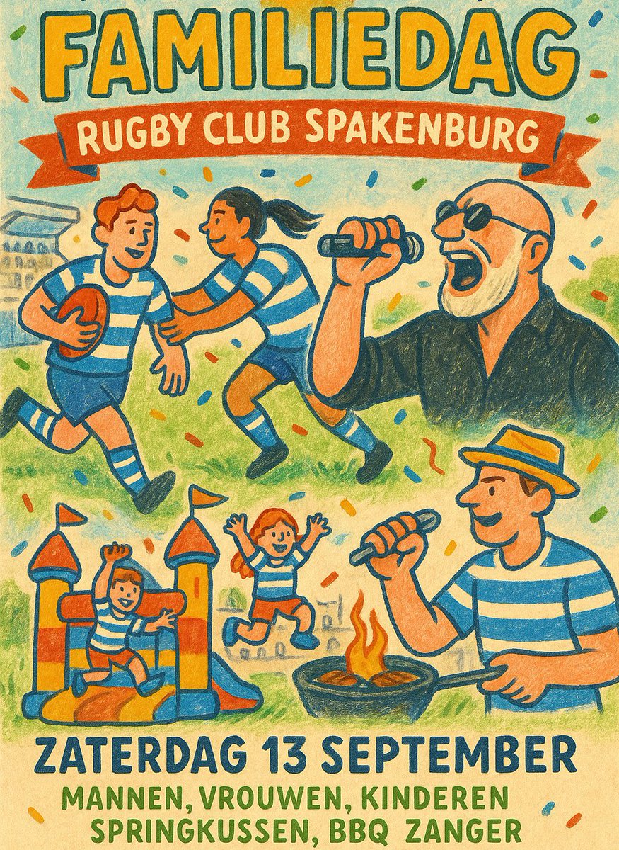 Zaterdag 13 september begint de competitie weer 🏉 

Met om 15:00 de wedstrijd RC Spakenburg 1 - RC Aachen 1

Kom gezellig even kijken vanaf onze nieuwe tribune 🤩

Uiteraard met in de derde helft weer ouderwetse Spakenburgse gezelligheid 🍻🍗🎶

#Rugby
#Bunschoten
#Spakenburg
