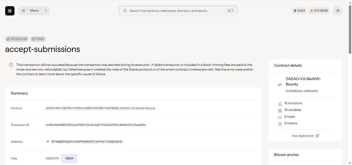 If this transaction failed what happens ser <a href="/LeoCoinSTX/">LEO | Stacks Chain</a>  <a href="/zeroauthdao/">Zero Authority DAO 🏹</a>