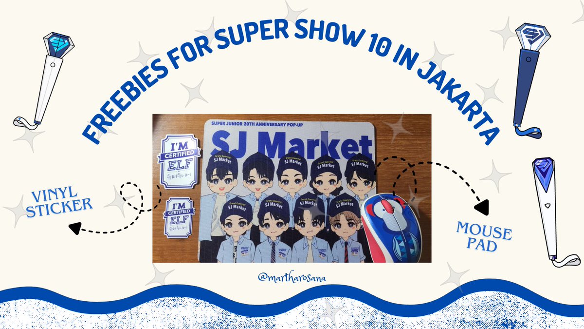 Freebies for Super Show 10 in Jakarta! 💙
💌Mouse Pad
💌Vinyl Sticker

Commissioned artwork by <a href="/erinwasabi99/">Erin ˚₊‧♡ | Addicted to builder game</a>! 💙

Most of them are already reserved for dearest ELF friends, but I might give them randomly at the venue... 😊