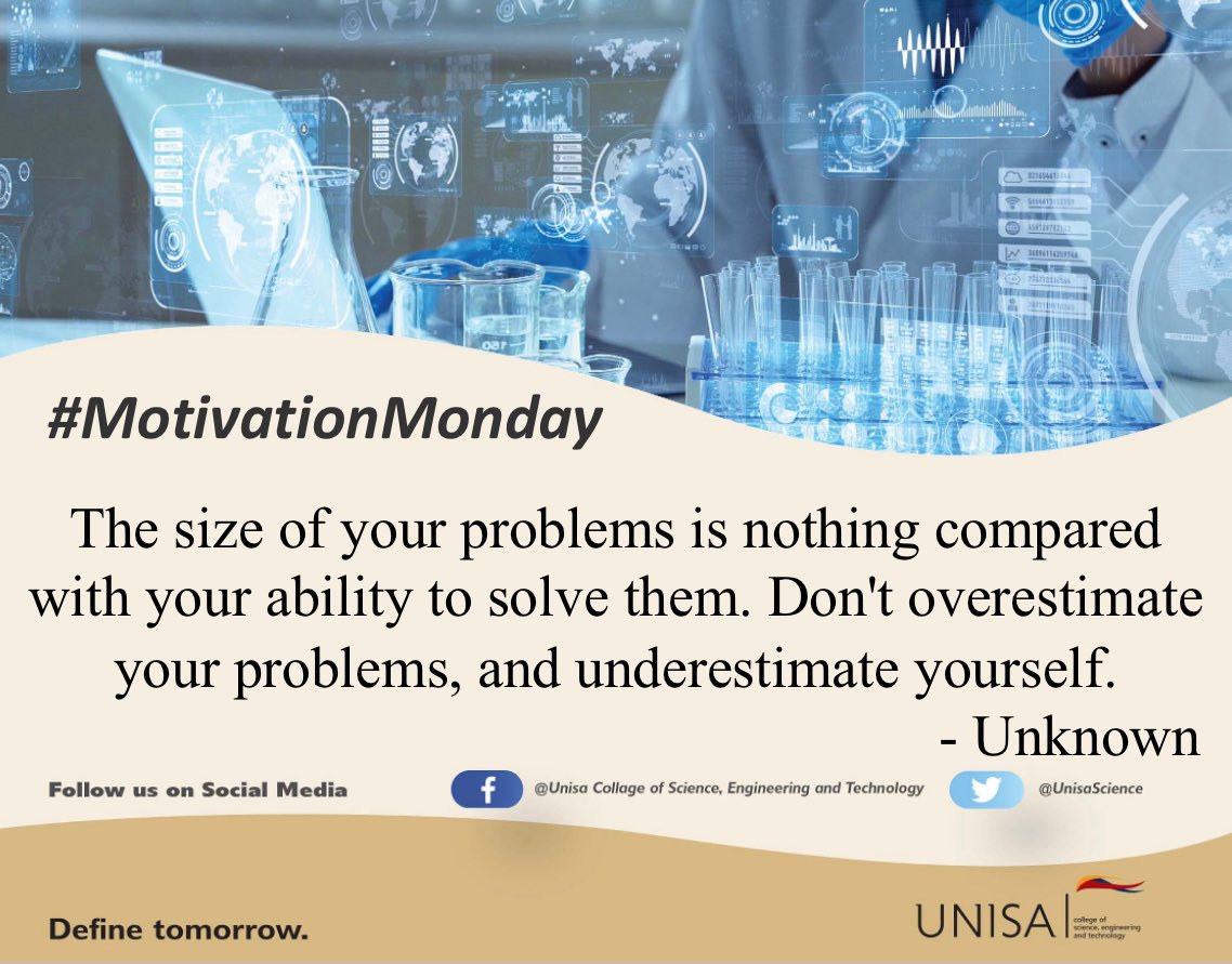 UnisaCSET's tweet image. #MotivationMonday #UNISA #CSET
#Unisa150andBeyond