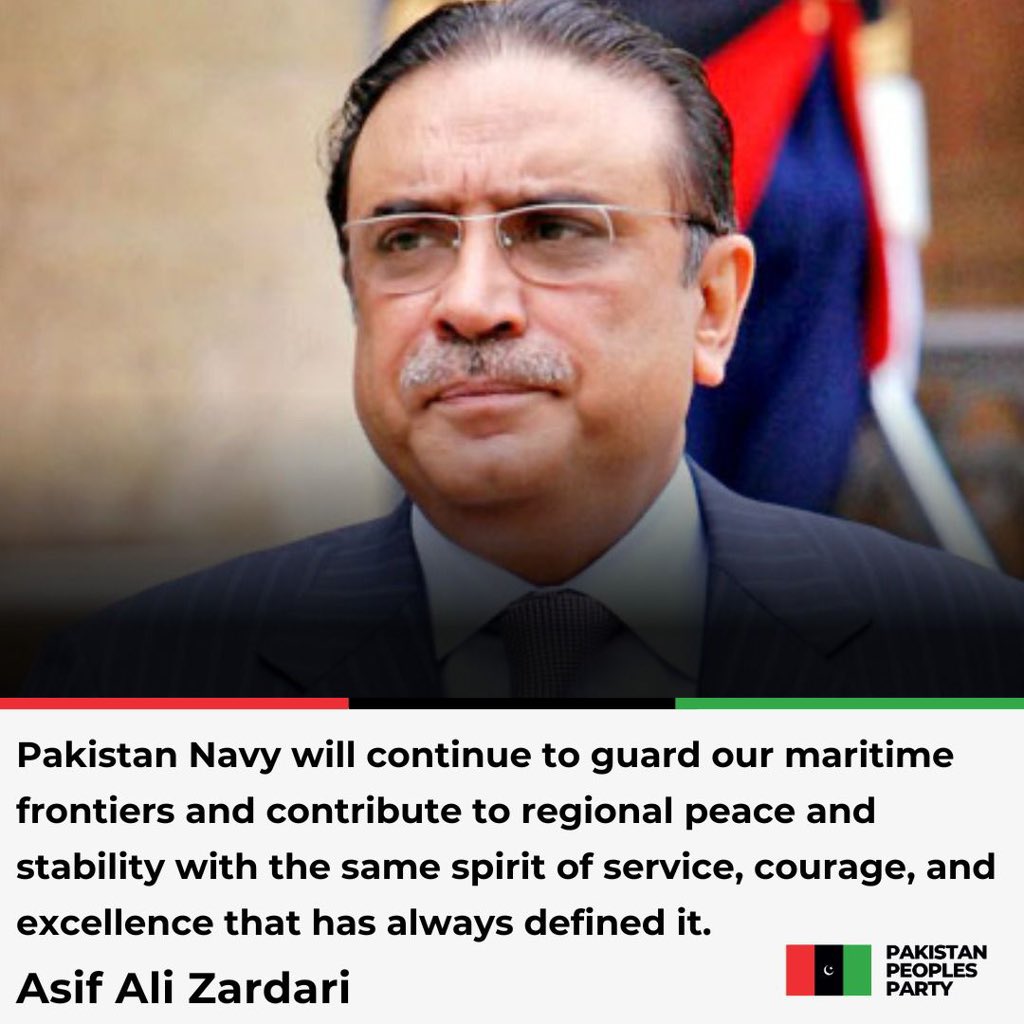 President of Pakistan Asif Ali Zardari's message on Navy Day -  8th September 2025.

Read More: ppp.org.pk/pr/34605/