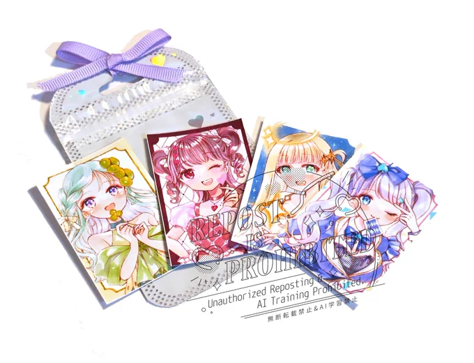 沫雪なの( )さんのステッカー!包装もかわいい! 4人とも雰囲気やカラーリングが違うので、気分ごとにスマホを飾れて嬉しいです〜!トランプモチーフも個人的に好きなので私得! 素敵なグッズをありがとうございました!