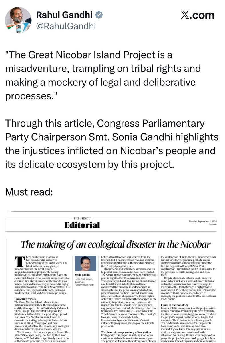GabbbarSingh's tweet image. Quite weird timing. Imagine in the middle of Bihar election campaigning, they pin-point a far flung location and use their sway with their editorial teams to not push Vote chori but Nicobar. This feels like fulfilling a commitment to someone.