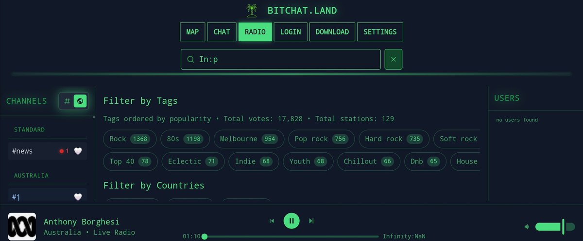 Check out the radio feature on bitchat map.
Tune in to any station worldwide by tapping 'Radio', then enter "In: 9q” in the search bar or replace "9q" with any of your favorite geohashes.

Link below👇
