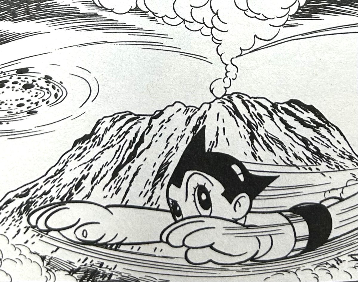 Introduction of #ASTROBOY #manga series #65. We present "SUPER CYCLONE" that appeared in Dec. 1956. Astro stops a man-made typhoon by using the power of Mother Nature. #OsamuTezuka darkhorse.com/Books/28-440/A…