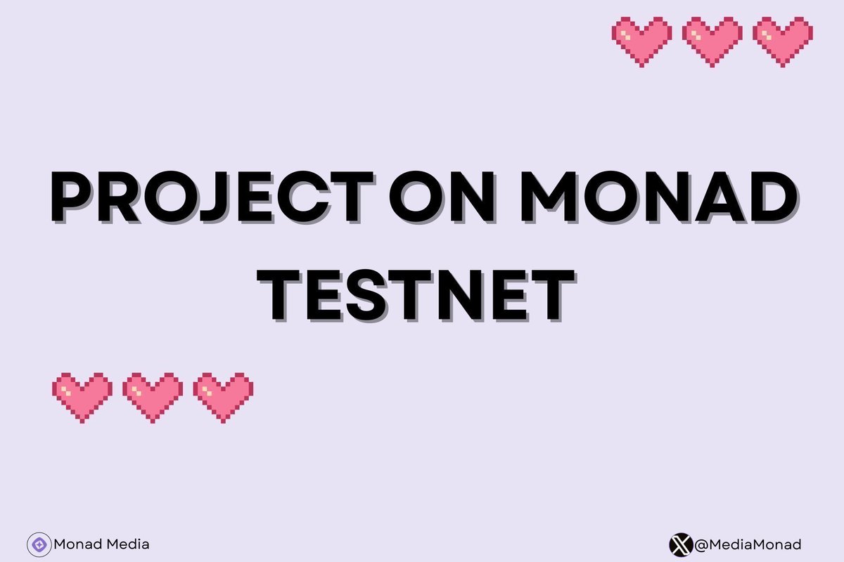 PROJECT ON MONAD TESTNET 💜

Like, RT and Drop your Monad wallet address 👇

- Play on <a href="/monanimalmayhem/">Monanimal Mayhem ⨀</a>( <a href="/0xplay_network/">PLAY Network</a> )
🔗t.me/PLAY_GameStore… 

- Add liquidity on <a href="/OctoSwapDex/">OctoSwap 🐙</a> 
🔗octo.exchange 

- Swap $MON <a href="/NablaFi/">Nabla Finance (mainnet arc)</a> 
🔗app.nabla.fi/swap 

- Create strategy
