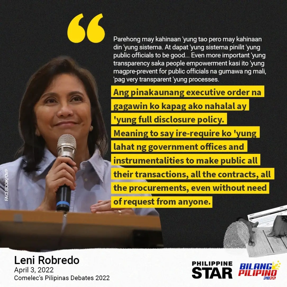 Ito ung reason bakt hind gusto ng mga politiko manalo si Leni nung 2022.

Full disclosure policy. Parang holy water s mga illegal n transaction. Lenlen Loser? Or taxpayers Loser....