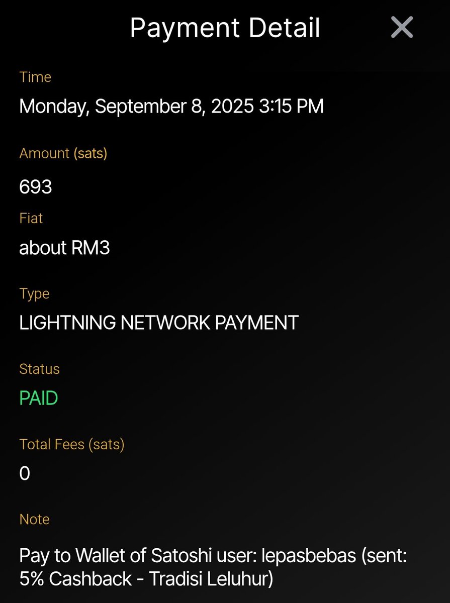 Terima kasih Tuan <a href="/Haziqmahmur90an/">haziq jual ayam tak cucuk</a>, pemilik <a href="/AyamLepasMY/">Ayam Lepas Lenggeng 🐓☀️</a> kerana membeli dengan kami menggunakan Bitcoin.

5% cashback telah dihantar terus ke akaun WOS Lepas Bebas⚡