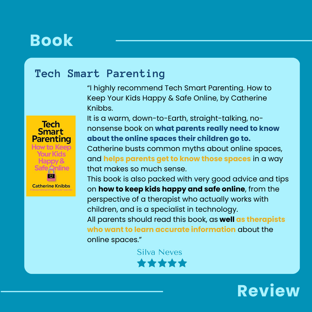 nibzy's tweet image. Reader review spotlight - thank you Silva! 💛 
Whether you’re a parent, carer, or therapist - my book will help you feel more confident in guiding children through the digital world.
💬 Already read it? Please consider leaving a review – it makes a huge difference!🖊