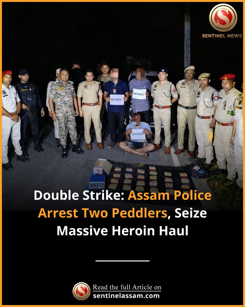 In two separate operations, Assam Police cracked down on drug trafficking. 

In Cachar’s Tolengram, 300g of heroin worth ₹1.6 crore was seized, while in Guwahati’s Chachal, Radha Nagar, 355g valued at approximately ₹1.8 crore was recovered. 

Two peddlers were arrested during