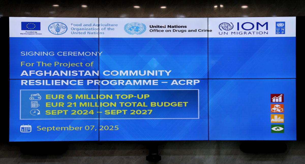 UNDPaf's tweet image. The @EUinAfghanistan signed an agreement adding €6M to the Afghanistan Community Resilience Programme (ACRP), raising its total support to €21M. This will help Afghan communities face climate change, drought &amp;amp; displacement with strength. Read More: undp.org/afghanistan/pr…
