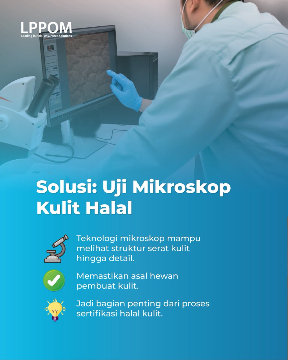 lppom_mui's tweet image. ✨ FUN FACT! Kulit Elegan Belum Tentu Halal — Ini Cara Membuktikannya! ✨halalmui.org/bongkar-rahasi…
.
#laboratorium #pengujian #sertifikasihalal #lph #lppom