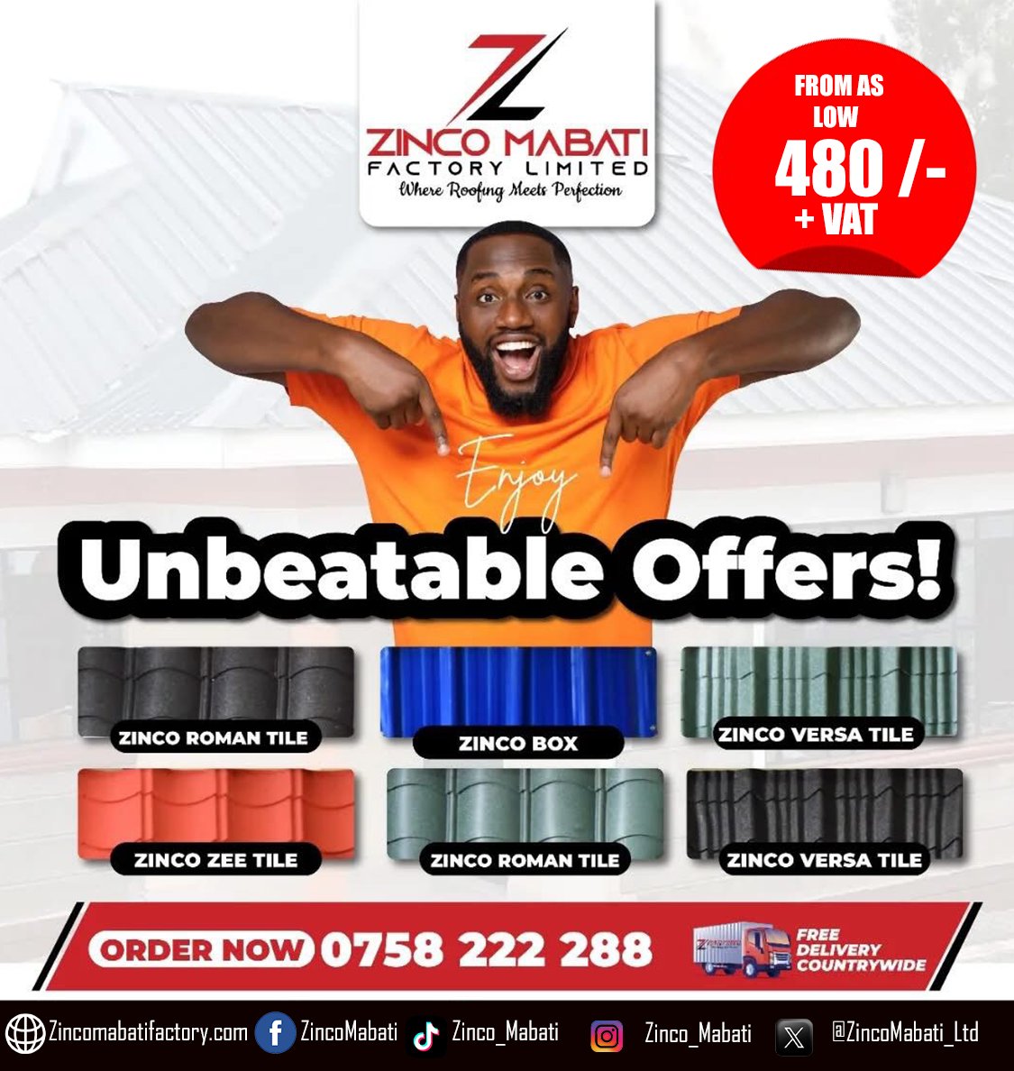 Zincomabati_Ltd's tweet photo. Get your roofing materials when you need them. Zinco Mabati is committed to on-time delivery so your project stays on schedule. Contact us today on 0758 222288
#ZincoMabati
#MondayMotivation
#Merino
#TharakaNithiFocus
#offers
#annualsales
#offers https://t.co/leR8eQMW4M