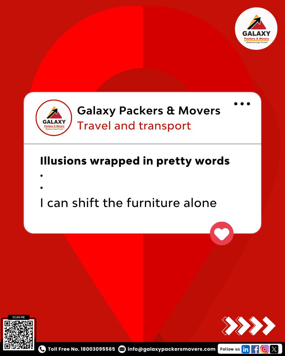 galaxy_packers's tweet photo. Moving sounds easy… until the furniture fights back, the boxes multiply, and everyone suddenly gets busy.

#GalaxyPackersandMovers #PackersandMovers #Memory #Packing #shifting #Relocation #GreenMoving #EcoFriendlyRelocation #SustainableLiving #SmartMoving #GalaxyPackers https://t.co/d6yfXRFCq4