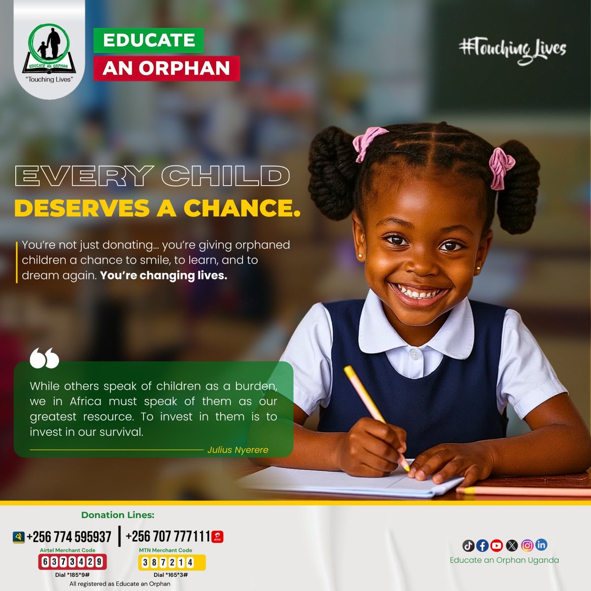 As schools prepare to resume for the third term, we urgently need your support. We are running a campaign to raise funds to ensure that all our 44 sponsored learners are able to return to school. Please join us by donating whatever you can.

#DonateNow via 0707777111 or