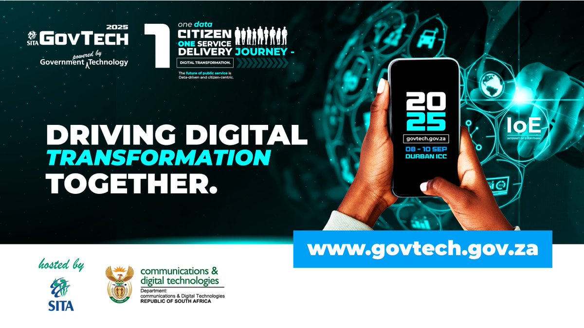 govtechZA's tweet photo. We are LIVE! GovTech 2025 has started at Durban ICC (8–10 Sept). 3 days of innovation & digital transformation. https://t.co/Sou55oHnfe
#GovTech2025 #SITA #DigitalTransformation #OneData #OneCitizen #OneServiceDeliveryJourney #PublicServiceInnovation #GovTechZA #GovTechAwards #GovTechHackathon @DurbanICC @MicrosoftSA
