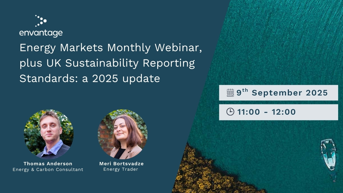 EnvantageLtd's tweet photo. Energy Market Review + UK Sustainability Standards update - 9th September - Register now.. - https://t.co/ZAXTMrkiy0 https://t.co/KB4rBucTIO