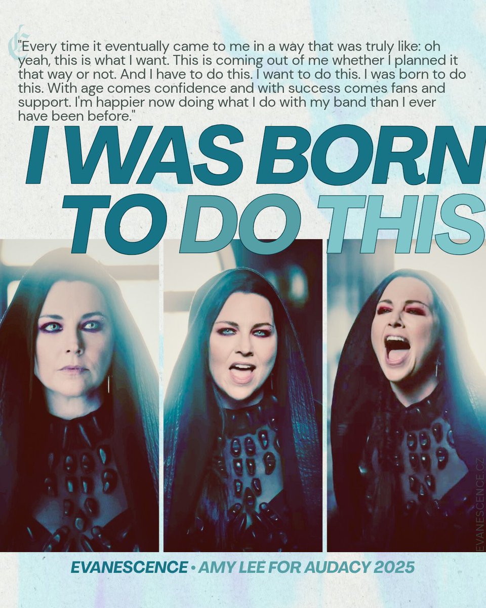 EvanescenceCZ's tweet image. "This is coming out of me whether I planned it that way or not. And I have to do this. I want to do this. I was born to do this. With age comes confidence and with success comes fans and support. I'm happier now doing what I do with my band than I ever have been before."

Amy Lee
