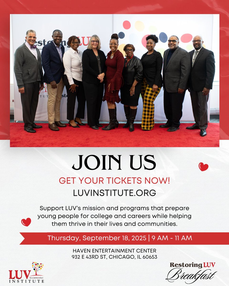 ❤️ Join us for the 2nd Annual Restoring LUV Breakfast!

Your support fuels programs empowering young people of color through restorative + social-emotional approaches to college &amp; career readiness.

🎟️ Tickets &amp; donations → Link in bio!

#RestoringLUVBreakfast #SupportYouth