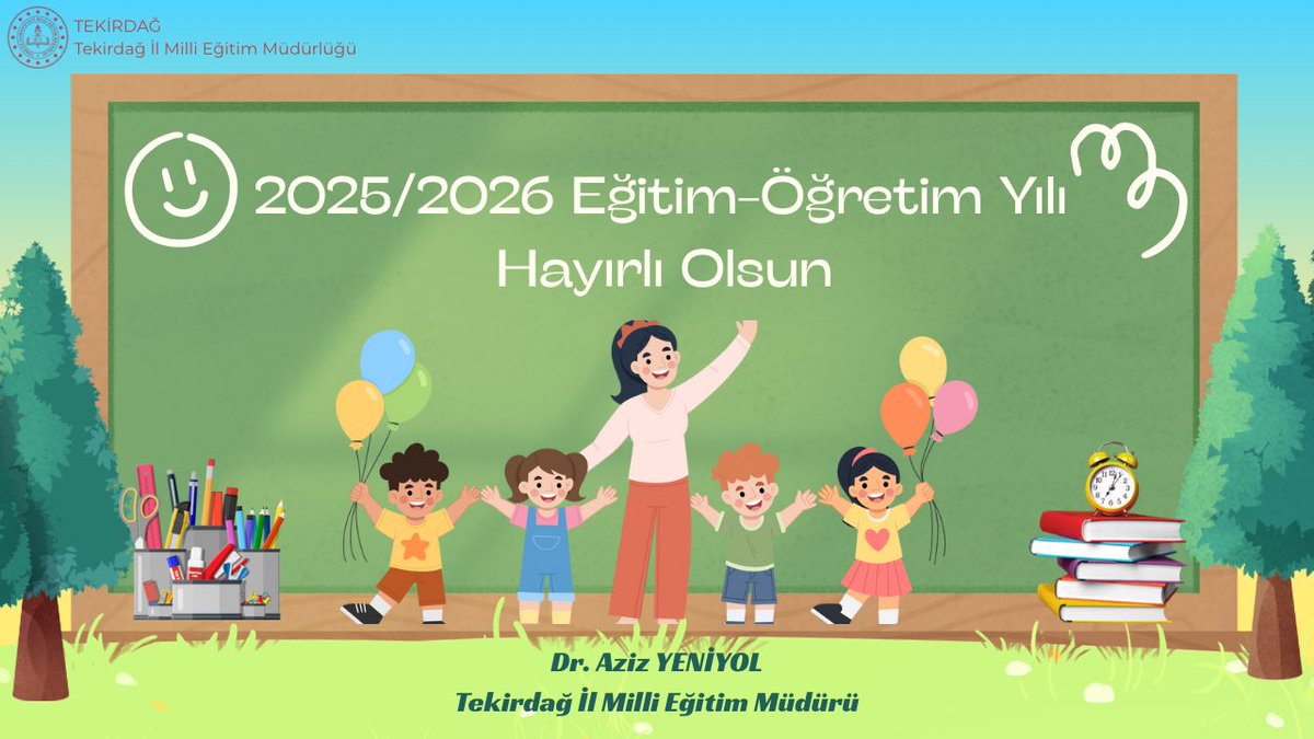 Tekirdağ İl Millî Eğitim Müdürlüğü (@tekirdagmem) on Twitter photo ✏️ Sevgili çocuklar, tekrar okullarınıza kavuştunuz. Yeni dostluklar, yeni bilgiler ve güzel anılar sizleri bekliyor. Hepinize gönlünüzce, mutlu ve başarılı bir yıl diliyoruz. 🌼📚✨
<a href="/tcmeb/">Millî Eğitim Bakanlığı</a> <a href="/Yusuf__Tekin/">Yusuf Tekin</a> <a href="/drazizyeniyol/">Dr. Abdülaziz YENİYOL</a> ✏️ Sevgili çocuklar, tekrar okullarınıza kavuştunuz. Yeni dostluklar, yeni bilgiler ve güzel anılar sizleri bekliyor. Hepinize gönlünüzce, mutlu ve başarılı bir yıl diliyoruz. 🌼📚✨
<a href="/tcmeb/">Millî Eğitim Bakanlığı</a> <a href="/Yusuf__Tekin/">Yusuf Tekin</a> <a href="/drazizyeniyol/">Dr. Abdülaziz YENİYOL</a>