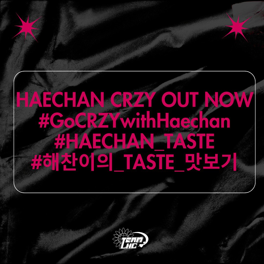 LAST ONE HOUR! 

RT and drop the tags:

HAECHAN CRZY OUT NOW
#GoCRZYwithHAECHAN
#HAECHAN_TASTE
#해찬이의_TASTE_맛보기