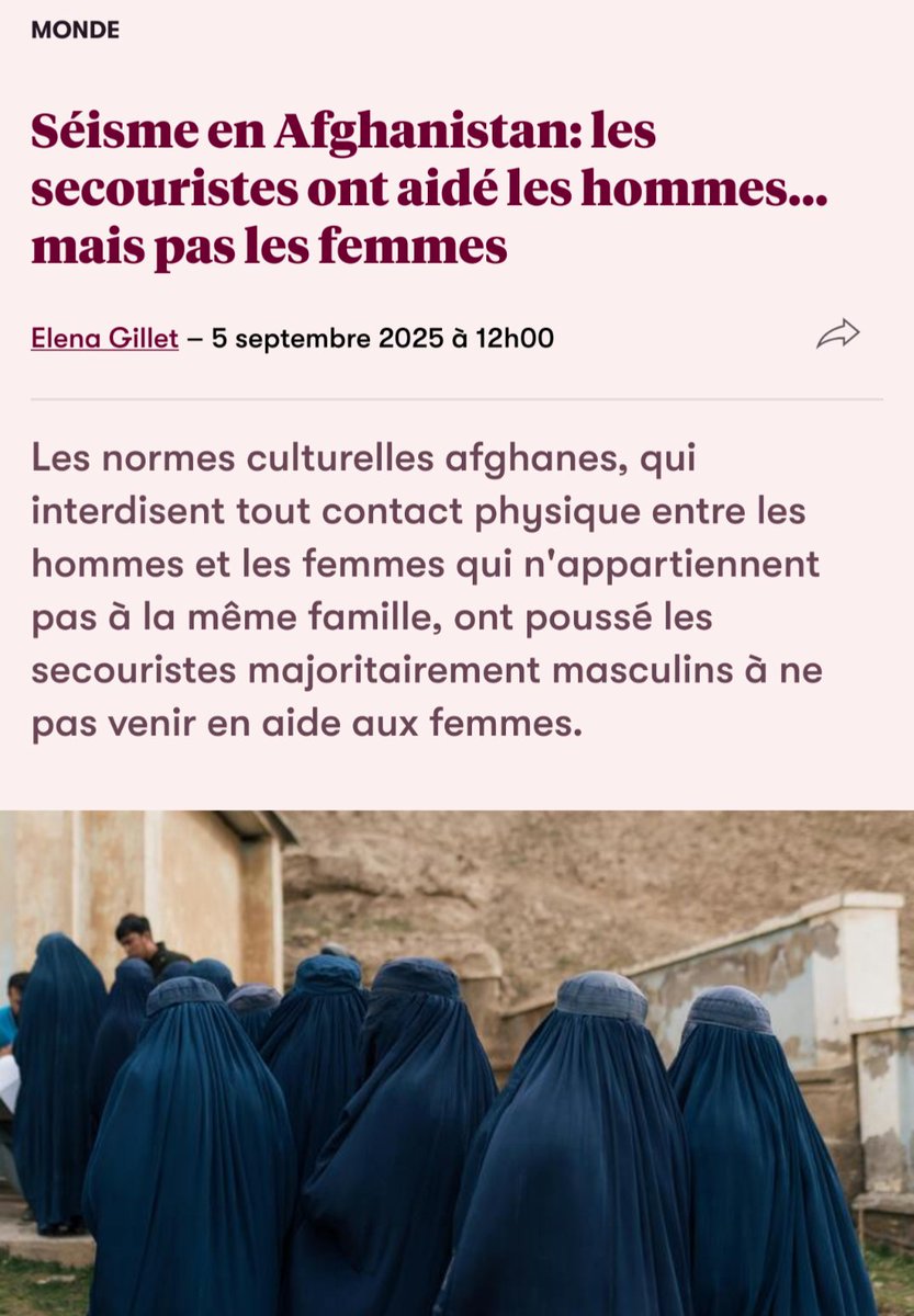 Nain_Portekoi's tweet image. Les femmes ne peuvent pas devenir secouristes et les hommes ne peuvent pas toucher les femmes...
Donc en cas de catastrophe ou d'urgence vitale les femmes crèvent seules et abandonnées.
Bref les intégristes ne sont pas les amis des musulmans mais leurs bourreaux.