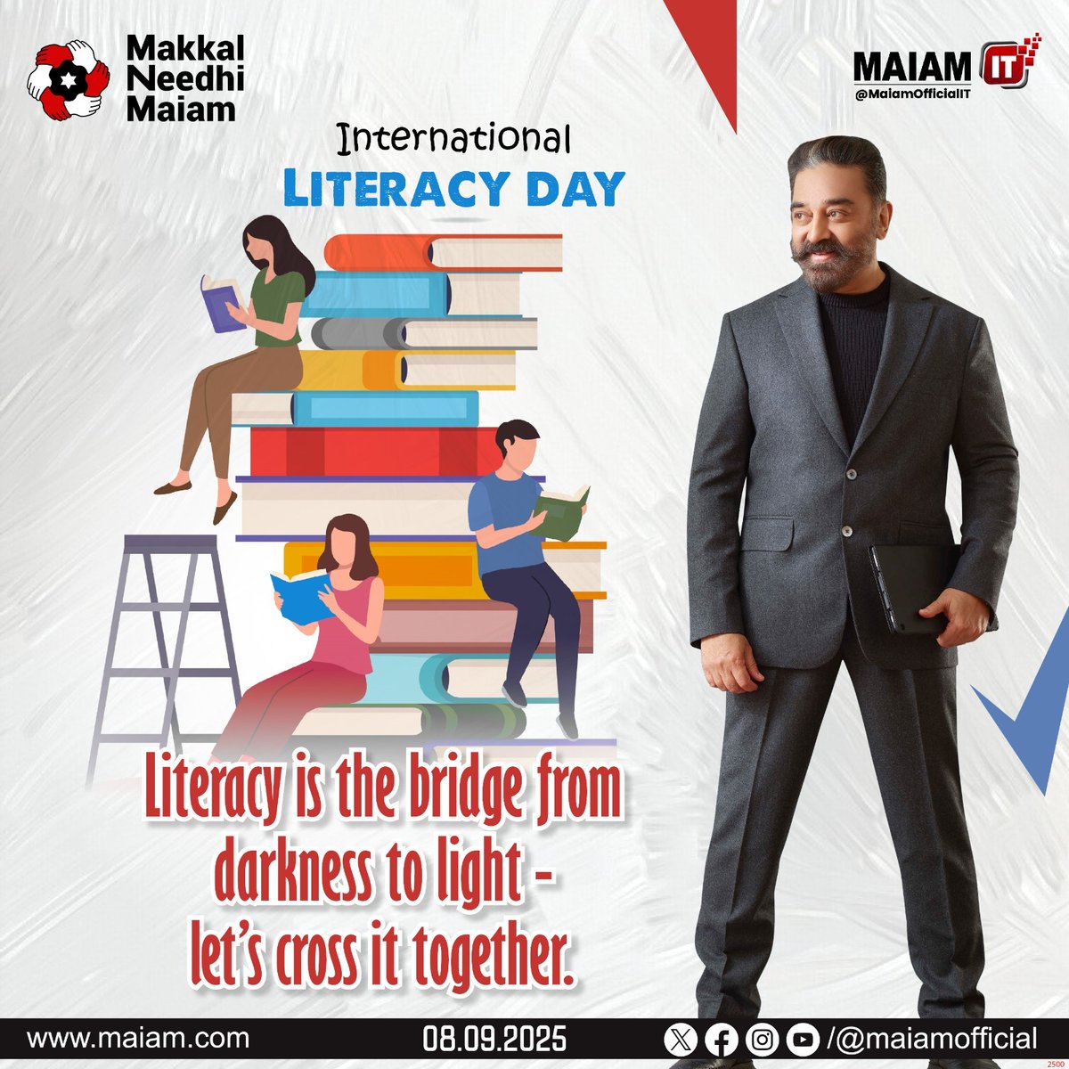 Maiam IT (@maiamofficialit) on Twitter photo International literacy day.
Literacy is the bridge from darkness to light - let’s cross it together.
<a href="/ikamalhaasan/">Kamal Haasan</a> <a href="/maiamofficial/">Makkal Needhi Maiam | மக்கள் நீதி மய்யம்</a>
#KamalHaasan
#KamalHaasan_MP
#MakkalNeedhiMaiam
#InternationalLiteracyDay International literacy day.
Literacy is the bridge from darkness to light - let’s cross it together.
<a href="/ikamalhaasan/">Kamal Haasan</a> <a href="/maiamofficial/">Makkal Needhi Maiam | மக்கள் நீதி மய்யம்</a>
#KamalHaasan
#KamalHaasan_MP
#MakkalNeedhiMaiam
#InternationalLiteracyDay