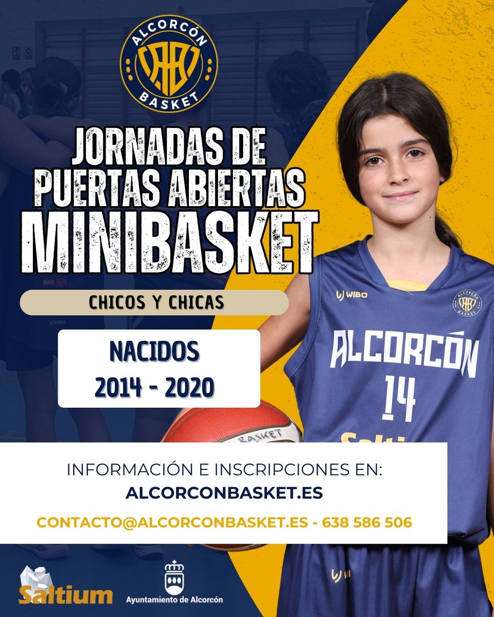 🚨¡¡PUERTAS ABIERTAS MINIBASKET!!🚨

Si has nacido entre 2014 y 2020 ven a entrenar con nosotros 🏀💛

⛹️‍♀️⛹️‍♂️ Chicos y chicas bienvenidos
🤩 ¡Prueba gratis y vive la pasión del basket!
📍 Infórmate en alcorconbasket.es

#AlcorcónBasket #MiniBasket #PuertasAbiertas