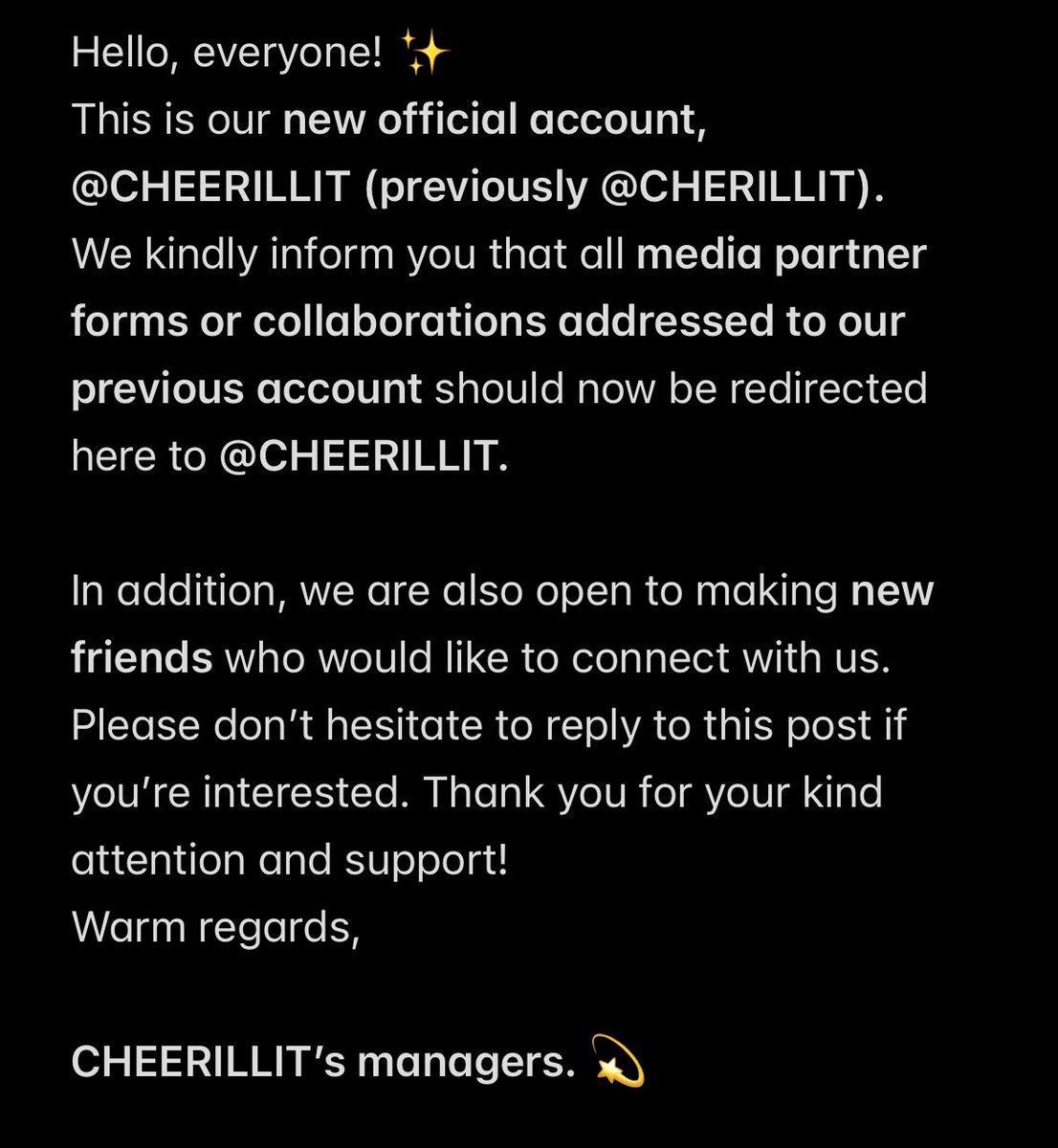 ⓘ 𝗖𝗛𝗘𝗘𝗥𝗜𝗟𝗟𝗜𝗧’𝘀 𝗻𝗼𝘁𝗶𝗰𝗲 ‼️