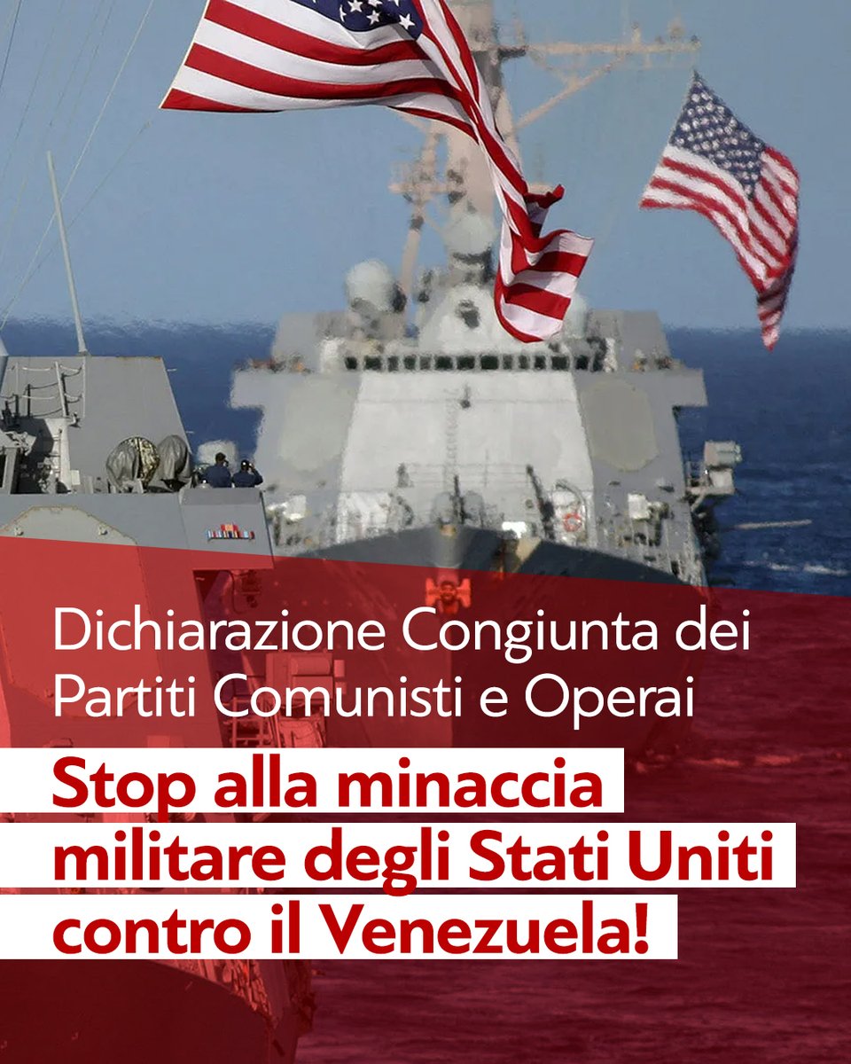 I Partiti Comunisti e Operai esprimono la condanna per l'attuale dispiegamento di forze militari statunitensi nei Caraibi, che minacciano il #Venezuela con il pretesto della lotta al narcotraffico.

👉 Link al comunicato: frontecomunista.it/2025/09/08/sto…