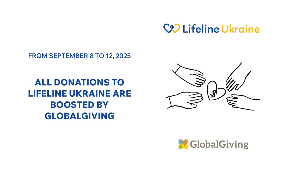 This week, Sept 8–12, every donation to Lifeline Ukraine on <a href="/GlobalGiving/">GlobalGiving</a> gets a BOOST through the Passport to Purpose campaign.

💙 Each $11 = 1 extra hour of lifesaving crisis counseling

 Donate now: globalgiving.org/projects/crisi…