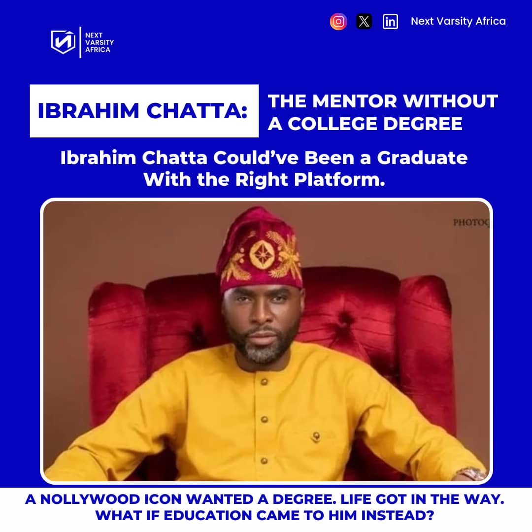 NextVarsityA's tweet photo. Ibrahim Chatta, a legend on &amp; off screen, values education for growth, validation &amp; clarity. With @NextVarsityAfrica, he can pursue his ambition on his terms. Join the waitlist &amp; learn on your terms! 🔗 
https://t.co/6b1xGvdJIY
 #NextVarsityAfrica #EducationForAll https://t.co/0GOkCC1Da4