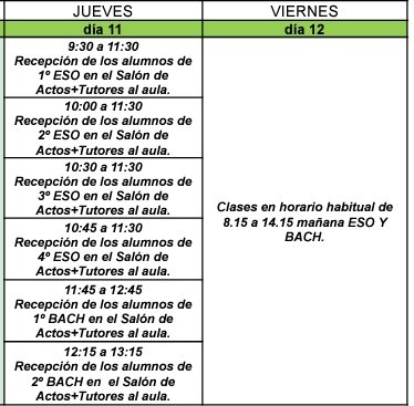 Información principio de curso.