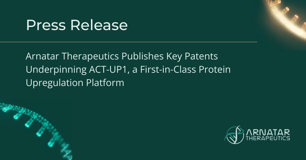 ArnatarThera's tweet image. Arnatar announces publication of key patents for ACT-UP1, a first-in-class #antisense platform to #upregulate protein expression. A breakthrough for #haploinsufficient &amp;amp; #ProteinDeficiency diseases. 

🧬 Learn more: bit.ly/41JBRDE