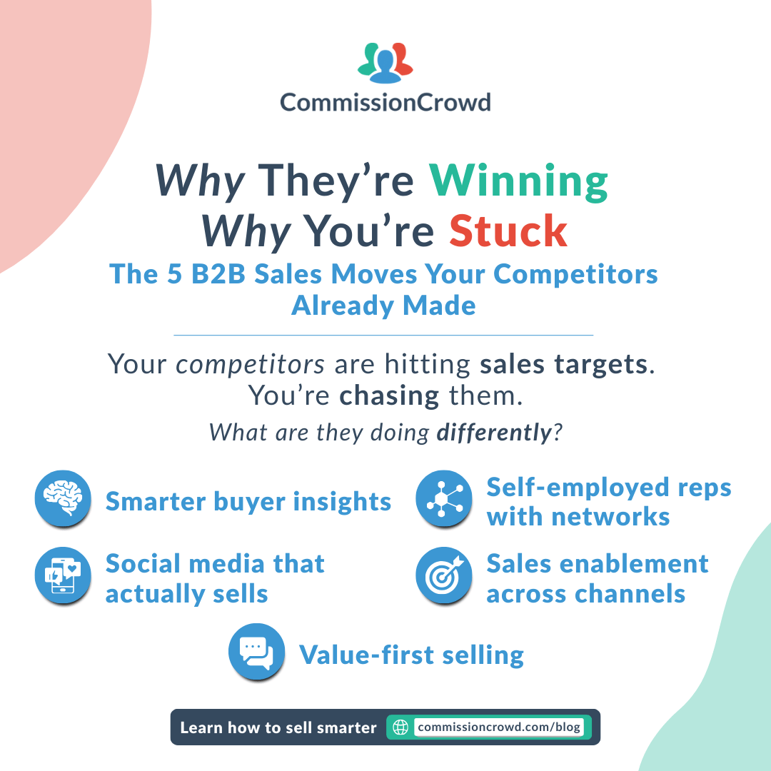 CommissionCrowd's tweet image. Wondering why your pipeline lags while others scale like pros?

🚀 The secret’s out → blog.commissioncrowd.com/posts/5-reason…

#SalesTips #SalesEnablement #SmartSelling #B2BSalesGrowth #CommissionCrowd