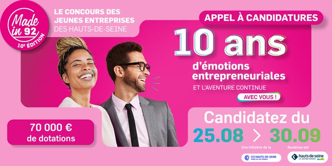 GPSO_SeineOuest's tweet image. Vous dirigez une jeune entreprise innovante dans les Hauts-de-Seine ? Candidatez au concours #MadeIn92 de la @CCI_92 ! 🏆

ℹ️ seineouest.fr/madein92-2025