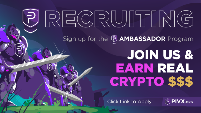 𝗣𝗜𝗩𝗫 𝗶𝘀 𝗲𝘅𝗰𝗶𝘁𝗲𝗱 𝘁𝗼 𝗮𝗻𝗻𝗼𝘂𝗻𝗰𝗲 𝗶𝘁𝘀 #𝗡𝗘𝗪 #𝗔𝗺𝗯𝗮𝘀𝘀𝗮𝗱𝗼𝗿 𝗣𝗿𝗼𝗴𝗿𝗮𝗺! 🎉
Are you looking to grow with a #crypto #community? Do you believe in #Privacy?

🥳#PIVX is now recruiting for Advocates and Ambassadors.  pivx.org/ambassador-pro…

Sign Up