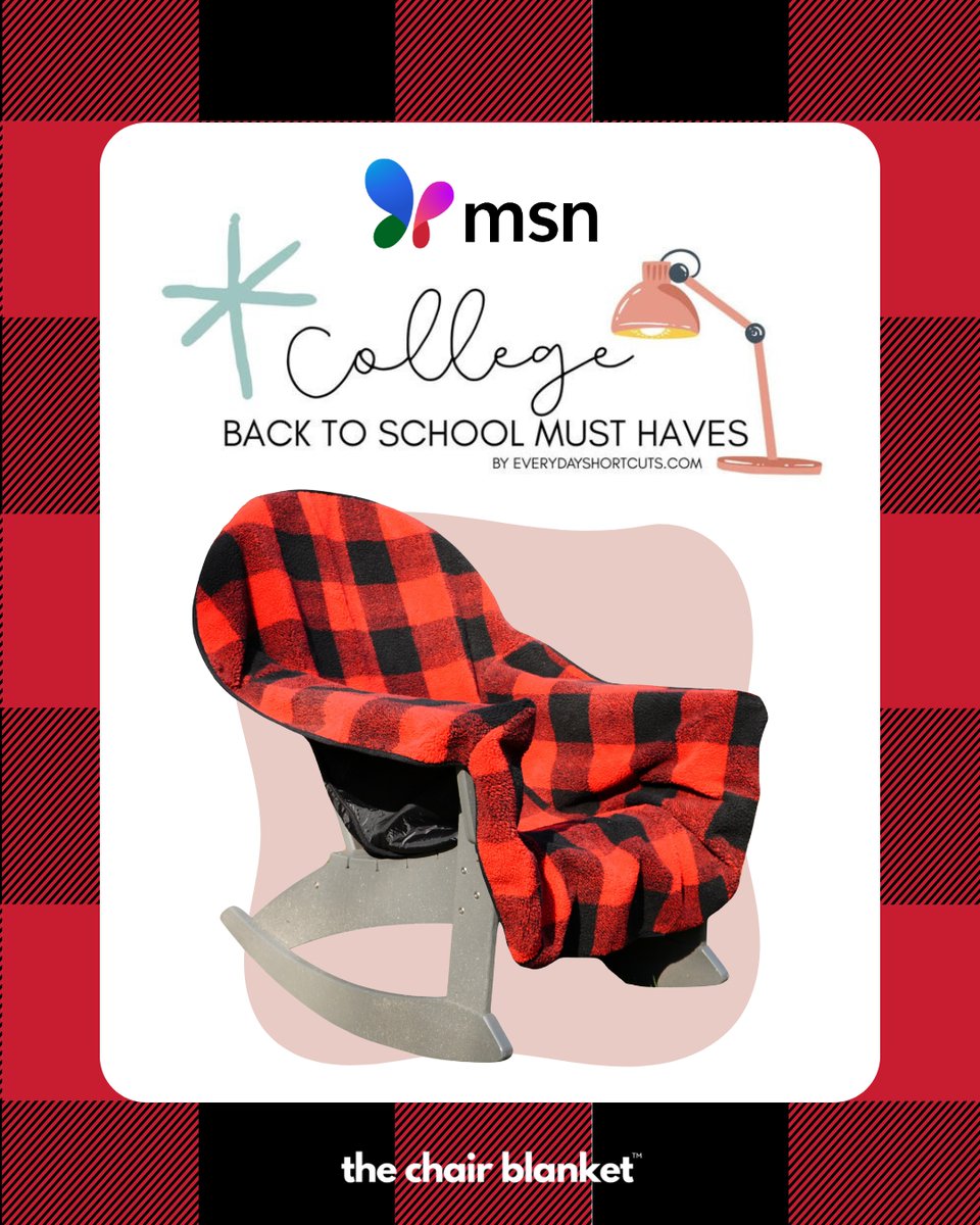“Stay warm and cozy on college game days with this chair blanket. It's water resistant, fleece lined and easy to clean.” – <a href="/MSNNews/">MSN News</a> , Story by <a href="/EvrydayShortcut/">Everyday Shortcuts</a> 
🙏 Thanks for featuring The Chair Blanket in “College Must-Haves You Didn’t Know You Needed” thechairblanket.com