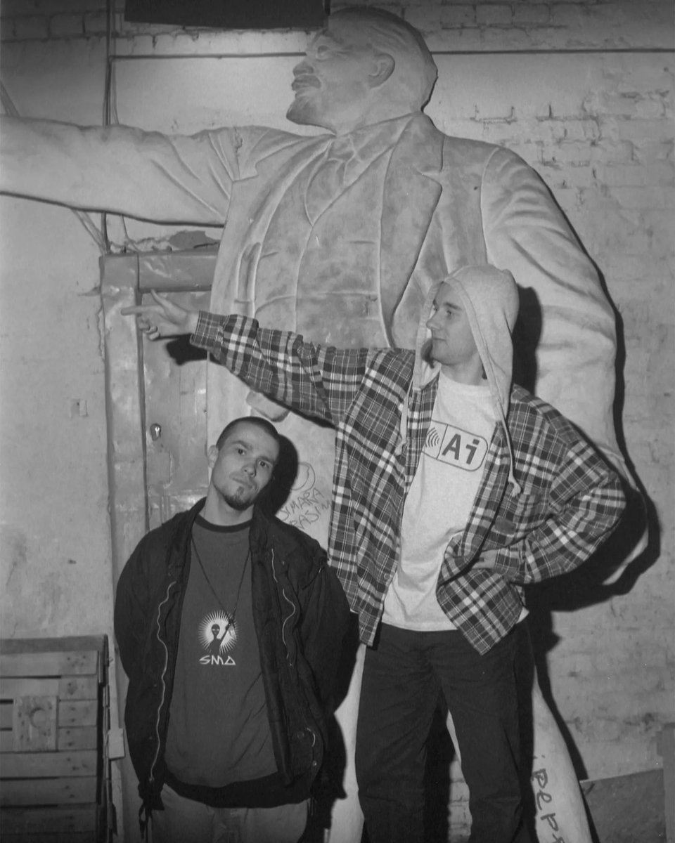 Amazing: Autechre and Lenin in Russia in 1994. Pic by Steve Double.