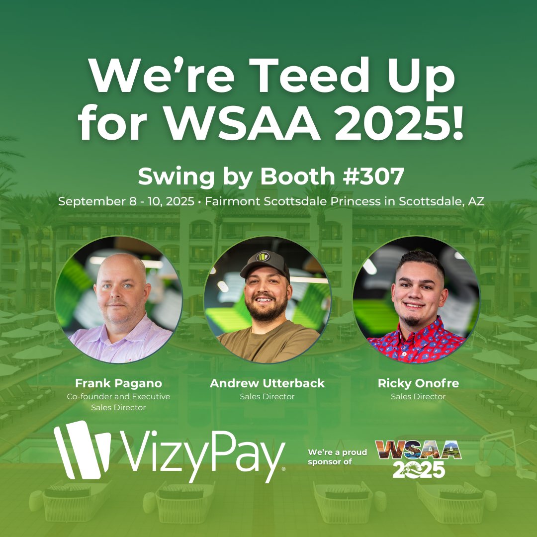 We’re teed up and ready for WSAA 2025! 🏌️‍♂️ VizyPay is proud to be a sponsor this year—catch Frank, Andrew, and Ricky in Scottsdale, AZ today-Wednesday!

Swing by Booth #307 to connect with the team and learn more about how we’re shaking up payments!
