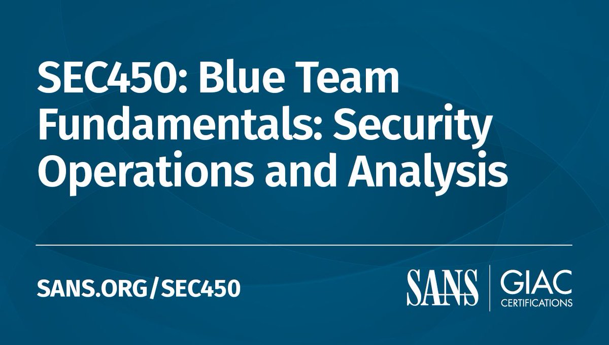 SANSDefense's tweet image. 🚨 Ready to boost your defense skills? SEC450 Blue Team Operations covers essential tools and techniques for SOC Analysts. Get started with a FREE one-hour course preview today! 🔐 #BlueTeam #CyberSecurityTraining #SecurityOperations #SOC sans.org/u/1whp