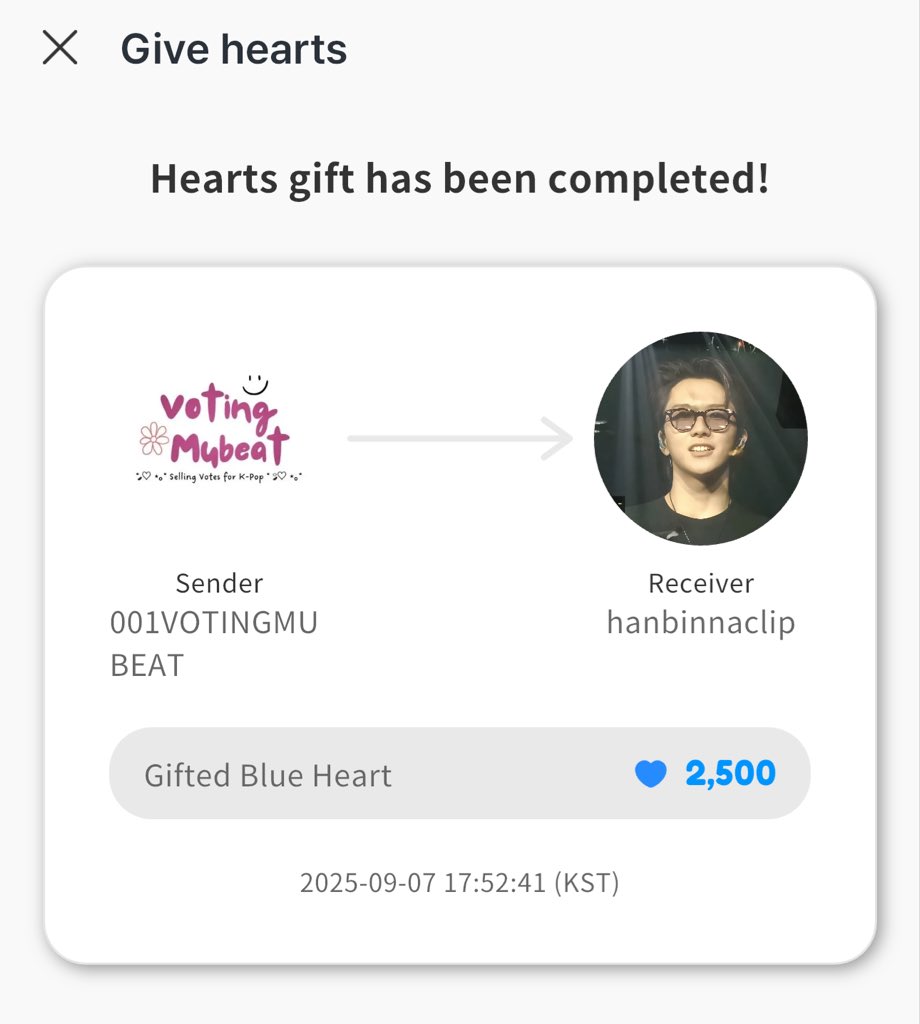 Sold 2.500 hearts fancast ₊˚ෆ
Thank you <a href="/nanufinuna/">𝐋𝐢𝐥𝐚 • BTTF •</a> for purchasing 🫶🏻🥰

#NatsProof🇮🇩