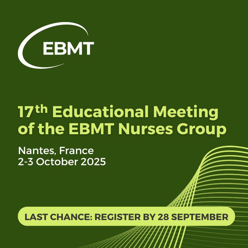 📣 Next month, we meet in 📍 Nantes.

Get ready for 2 days of cutting-edge sessions and a programme highlighting the latest advances in #Transplant and #CellTherapy nursing practice.

English ↔ French translation available.

🔗 Learn more and register ⬇️
ebmt.org/events/17th-ed…