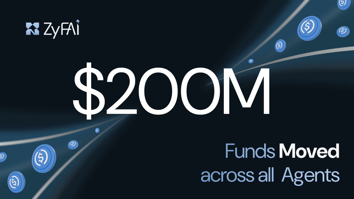 Zyfai_'s tweet photo. $200M moved across ZyFAI Agents.

This is Smart Capital: autonomous, efficient, and self-custodial.

Stop clicking. Start living. https://t.co/TMdnZVjExh