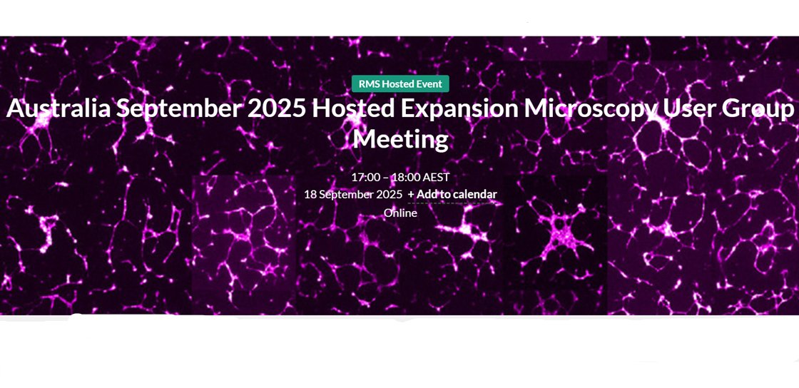 Don't miss the upcoming Australia-hosted Expansion Microscopy User Group Meeting (18 Sep, 5pm-6pm AEST / 8am-9am BST).

This is a great forum for researchers to share experiences and enable rapid uptake of new techniques.

Book now: rms.org.uk/rms-event-cale…