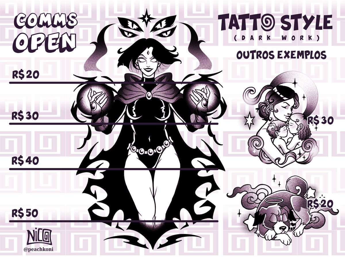 ✨ DESCONTO NAS COMISSÕES ✨

oi galerinha, recentemente tenho testado um novo estilo de arte para tatuagens, quem tiver interesse em comprar comigo saiba q estará me ajudando muito a ter dinheiro pra arcar com os custos dos materiais necessários pra começar nessa carreira 💜