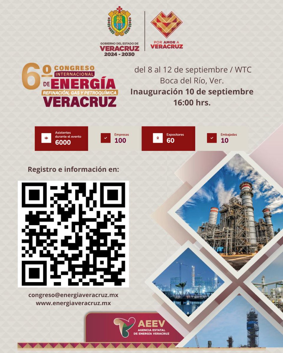 El Consejo Nacional de Biogás A. C. estará presente en el 6º Congreso Internacional de Energía, Refinación, Gas y Petroquímica Veracruz 

Impulsamos el #Biogás y el #Biometano como motores de la transición energética en México.

Nos vemos en #Veracruz, del 8 al 12 de septiembre.