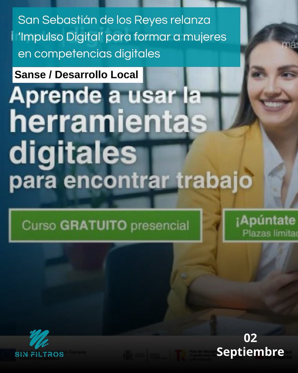 🔷 San Sebastián de los Reyes relanza ‘Impulso Digital’ para formar a mujeres en competencias digitales

📣 Del 22 de septiembre al 3 de octubre, el programa ofrecerá 40 horas de formación gratuita y certificada para impulsar el empleo y el autoempleo

#FelizLunes #USOpen