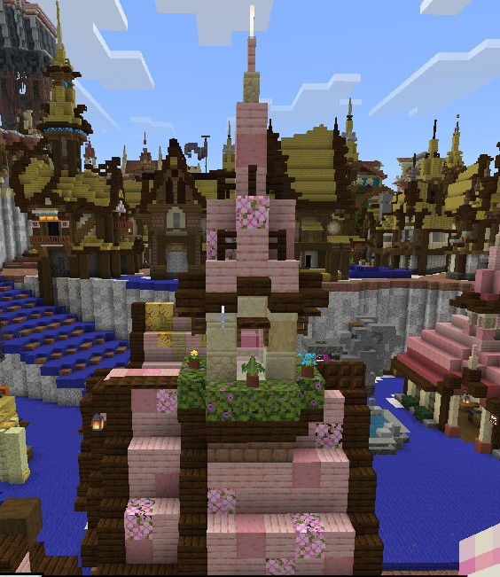 やっとできたー！
ねずみの国の建築😆✨
桜の木材と砂岩、ダークオークの組み合わせがツボ過ぎた🩷
狭すぎて正面からは全体撮れなかった😅
次はどこの国に行こうかな🎵

＃ライン鯖
＃minecraft